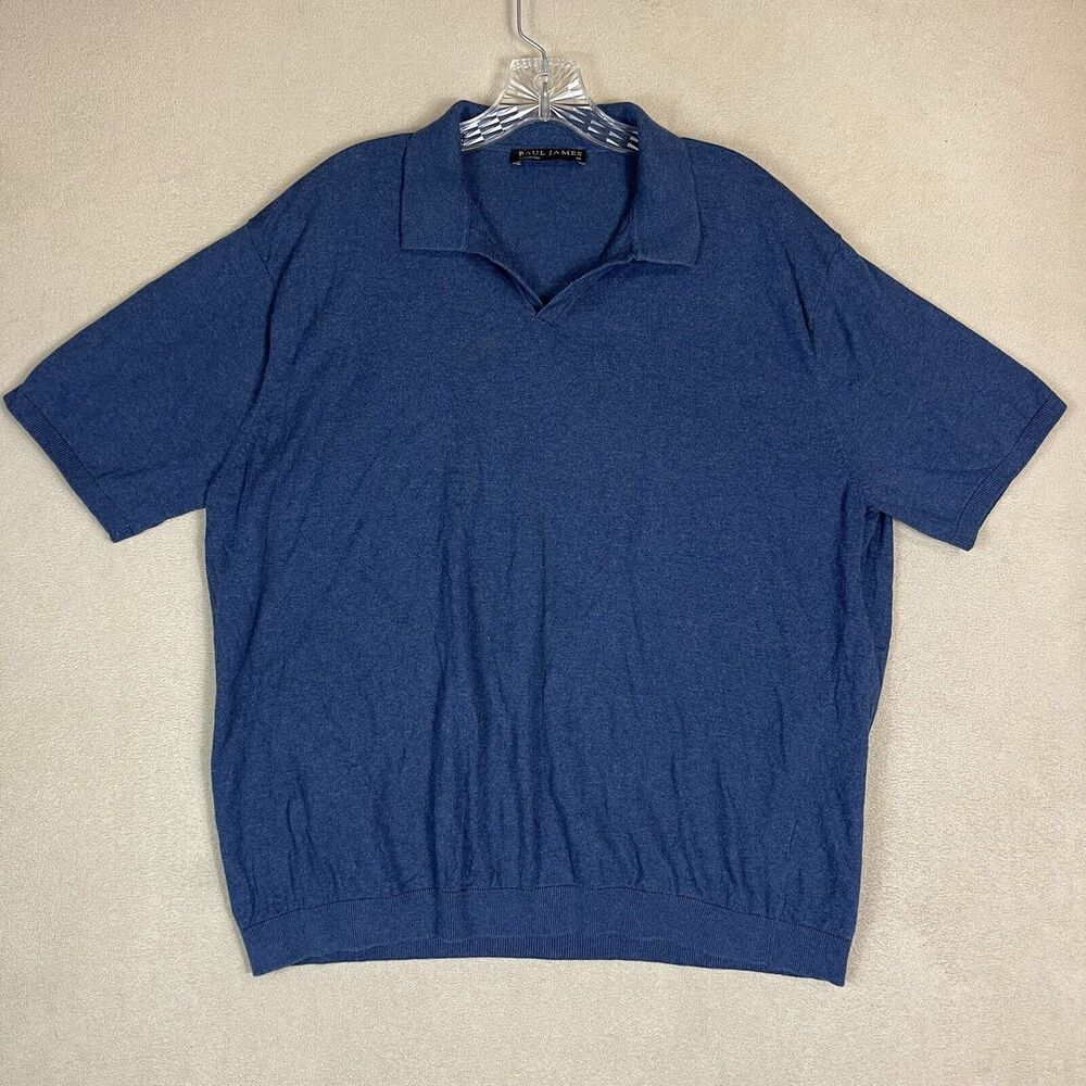 Paul Stuart Men’s Short Sleeve Polo Sweater - Navy Blue